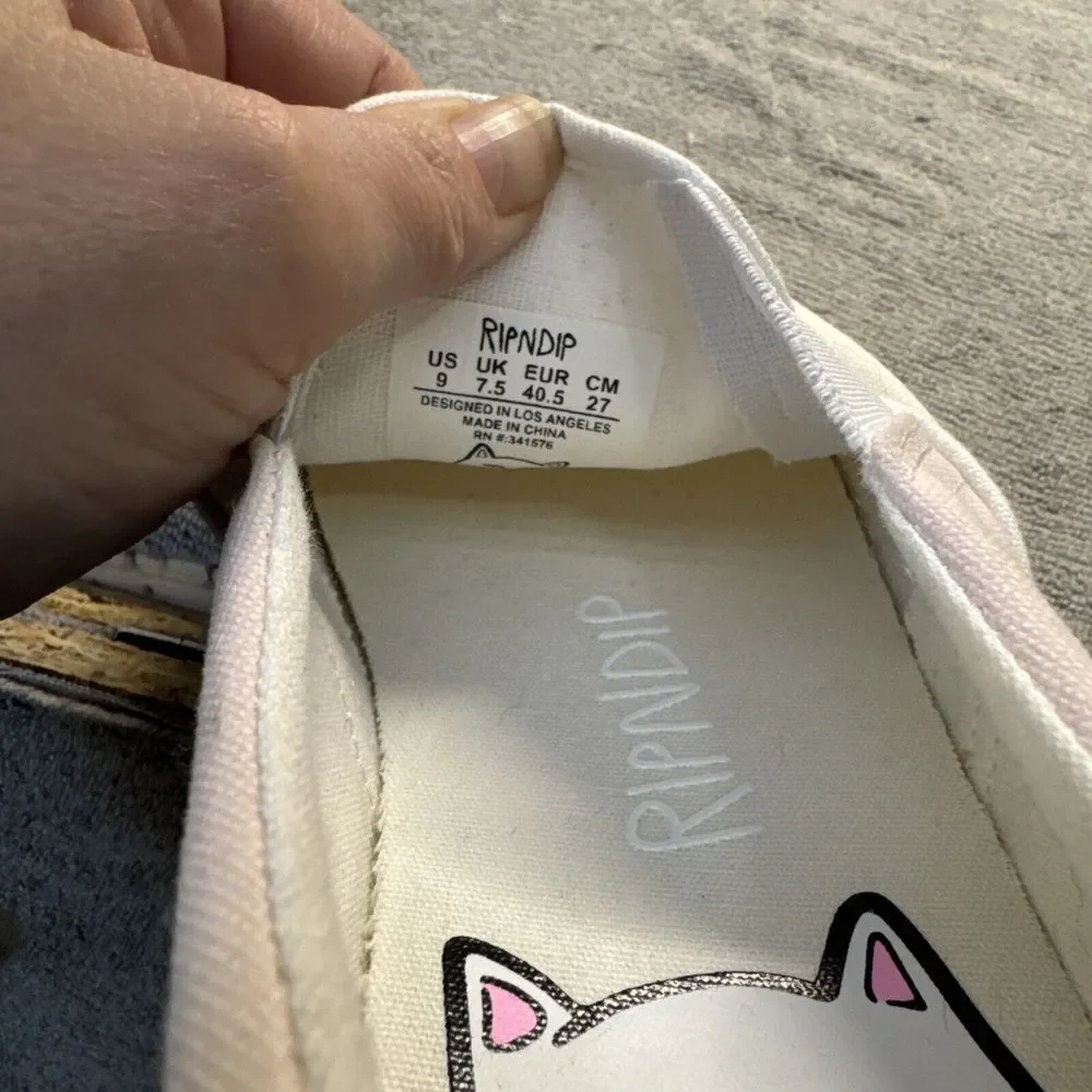 RIPNDIP Shoes 9 Lord Nermal Cat Kitty UV Color Change Slip On‎ Canvas Loafer